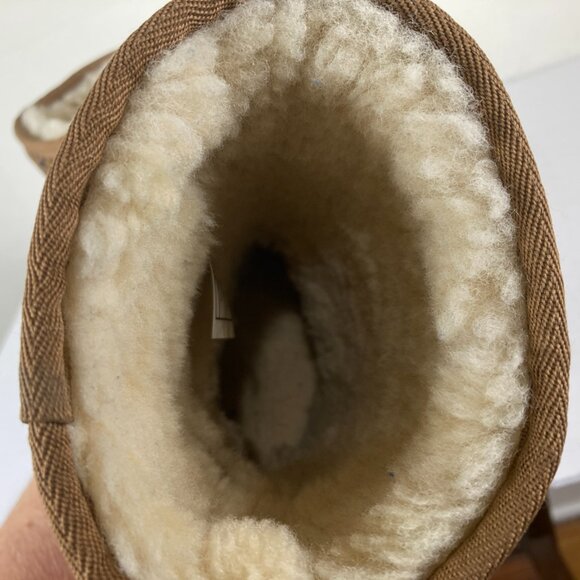 UGG Womens Sz 6 Brown Suede Leather Leopard Print Mid Calf Winter Boots - Picture 5 of 7